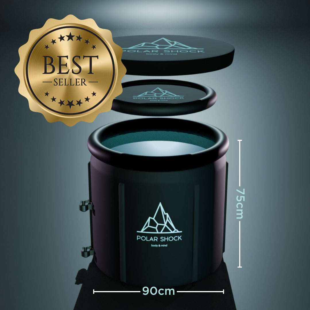 Portable ice bath by Polar Shock with lid and insulation, 90cm wide and 75cm tall