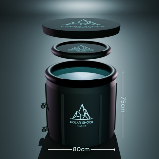 Portable ice bath by Polar Shock with lid and insulation, 80cm wide and 75cm tall